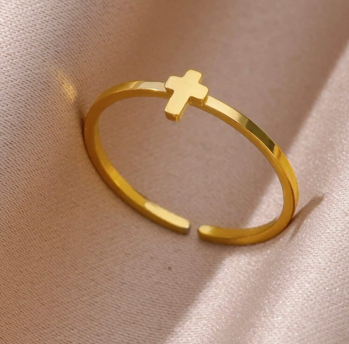 gold mini cross ring