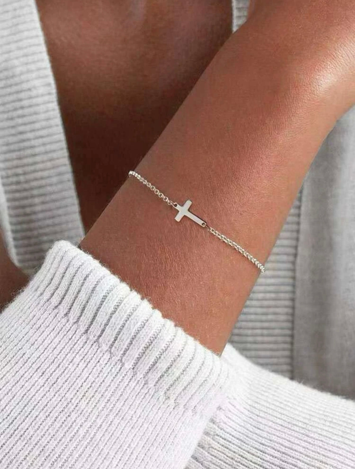 silver cross bracelet