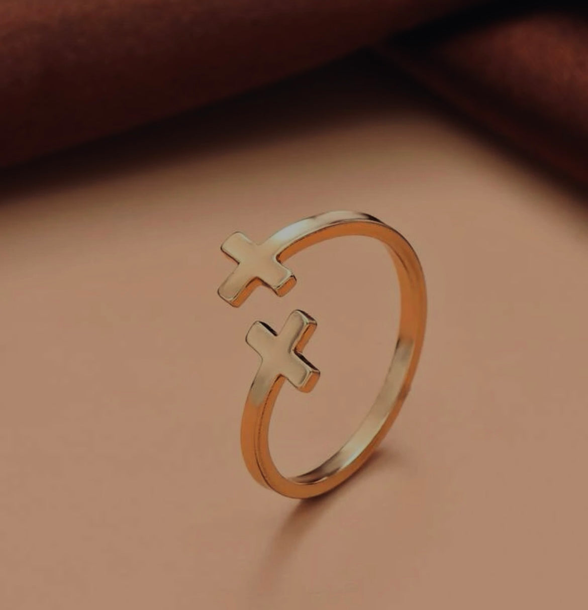 gold double cross ring